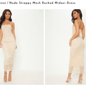 Pretty Little Thing Nude Strappy Mesh Dress. Sz 4